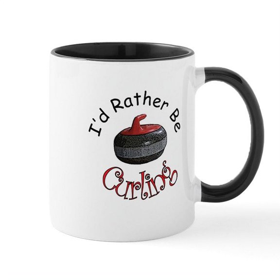 CafePress - I'd Rather Be Curling Mug - 11 oz Ceramic Mug - Novelty Coffee Tea Cup