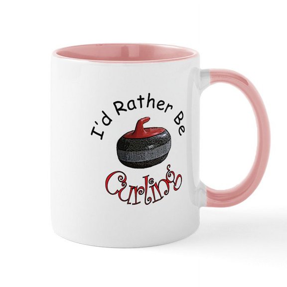 CafePress - I'd Rather Be Curling Mug - 11 oz Ceramic Mug - Novelty Coffee Tea Cup