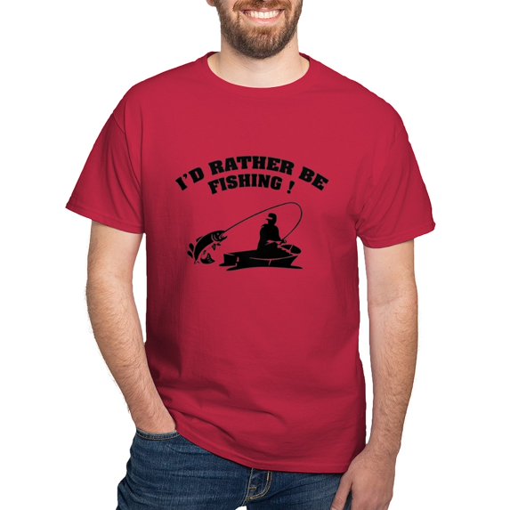 CafePress - I'd Rather Be Fishing ! Dark T Shirt - Men's Classic Graphic Cotton T-Shirt