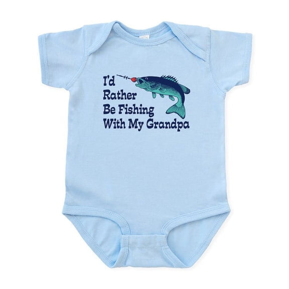 CafePress - I'd Rather Be Fishing With My Grandpa Infant Bodys - Baby Light Bodysuit, Size Newborn - 24 Months