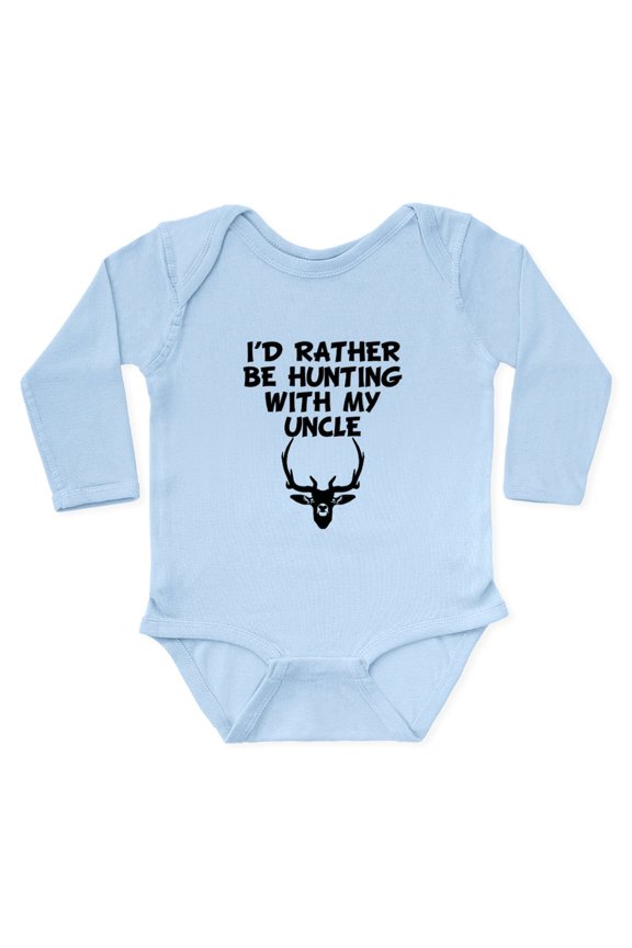- I'd Rather Be Hunting With My Uncle Body Suit - Long Sleeve Cotton Baby Bodysuit