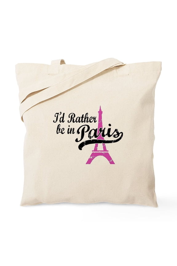 - I'd Rather Be In Paris Tote Bag - Unisex Canvas Tote Bag, Beige, 1-Piece