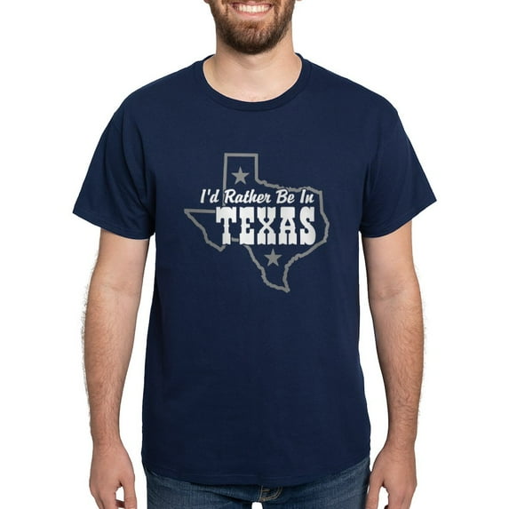 CafePress - I'd Rather Be In Texas Dark T Shirt - Men's Classic Graphic Cotton T-Shirt
