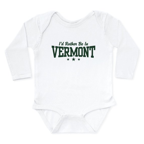 CafePress - I'd Rather Be In Vermont Body Suit - Long Sleeve Cotton Baby Bodysuit
