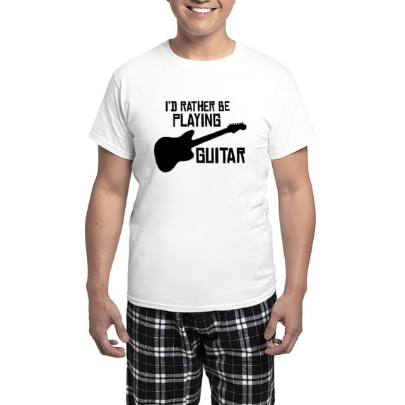 CafePress - I'd Rather Be Playing Guitar Men's Light Pajamas - Men's Light Loose Fit Cotton Pajama Set