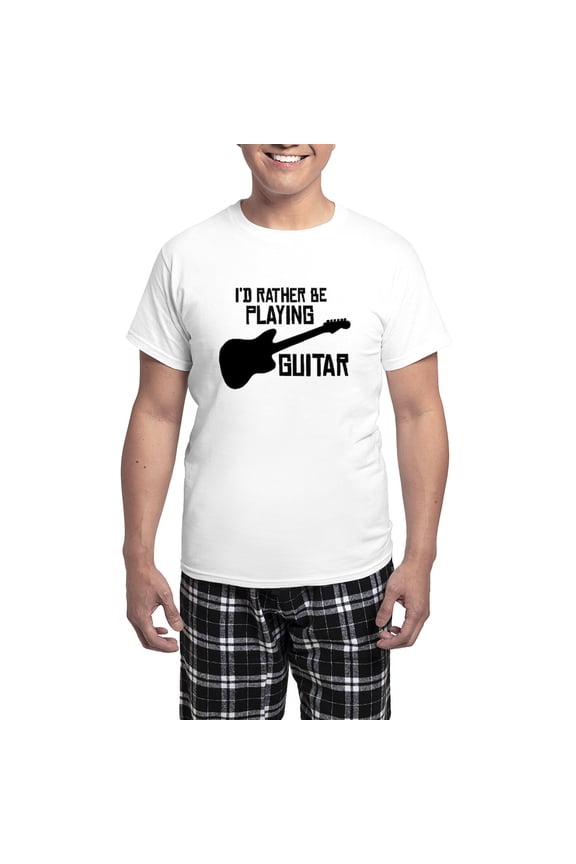 - I'd Rather Be Playing Guitar Men's Light Pajamas - Men's Light Loose Fit Cotton Pajama Set