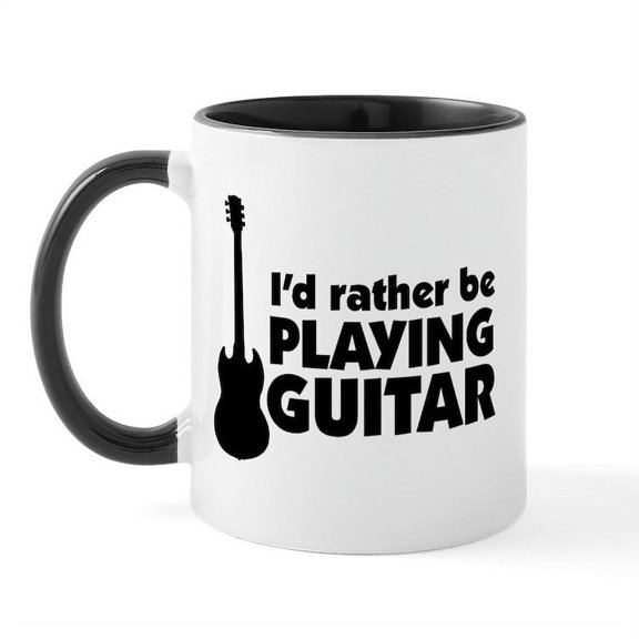 CafePress - I'd Rather Be Playing Guitar Mug - 11 oz Ceramic Mug - Novelty Coffee Tea Cup