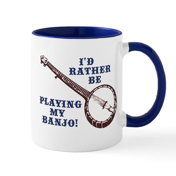 CafePress - I'd Rather Be Playing My Banjo Mug - 11 oz Ceramic Mug - Novelty Coffee Tea Cup