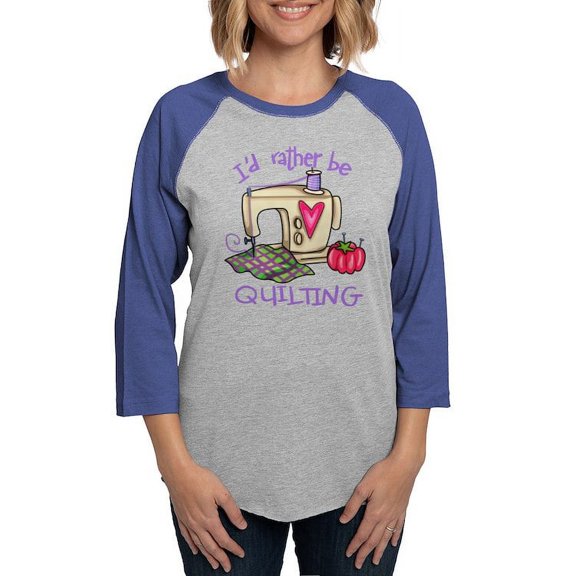 CafePress - I'd Rather Be Quilting Long Sleeve T Shirt - Womens Baseball Tee