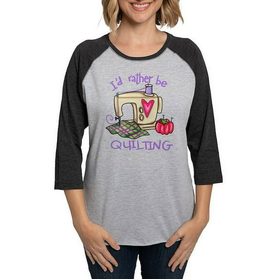 CafePress - I'd Rather Be Quilting Long Sleeve T Shirt - Womens Baseball Tee