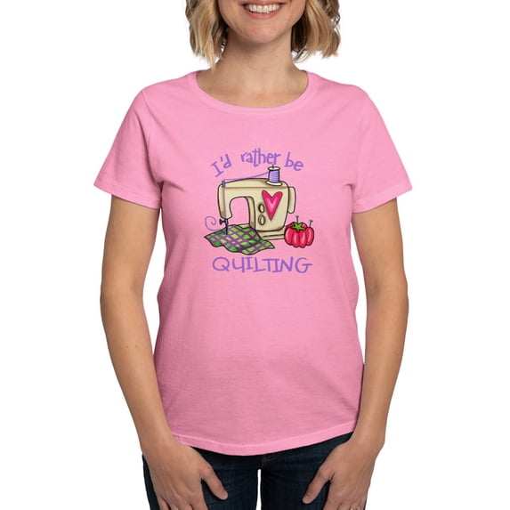 CafePress - I'd Rather Be Quilting Women's Dark T Shirt - Women's Traditional Fit Dark T-Shirt