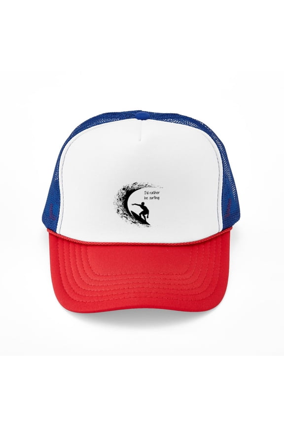 - I'd Rather Be Surfing - Adjustable Unisex Printed Trucker Hat with Mesh Back