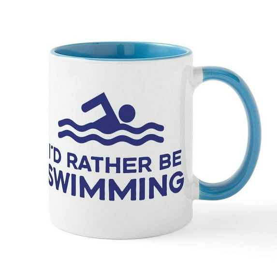 CafePress - I'd Rather Be Swimming Mug - 11 oz Ceramic Mug - Novelty Coffee Tea Cup