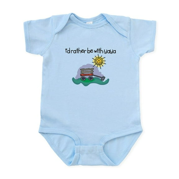 CafePress - I'd Rather Be With Yaya Baby Onesie - Baby Light Bodysuit, Size Newborn - 24 Months