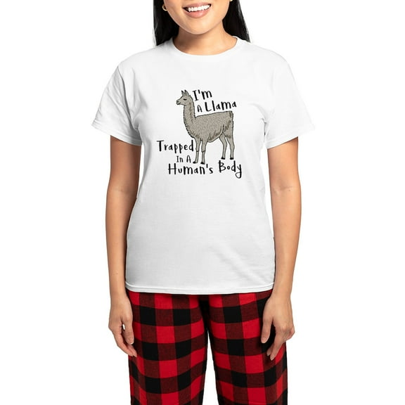 CafePress - I'm A Llama Trapped In A Hu Women's Light Pajamas - Women's Short Sleeve Print T-Shirt and Pants Light Cotton Pajama Set