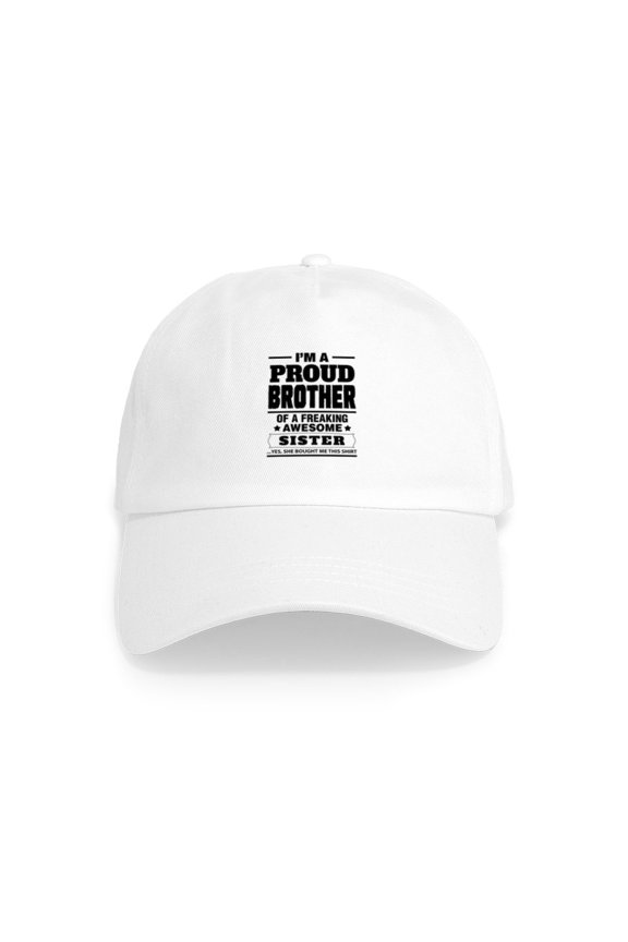 - I'm A Proud Brother Of A Freaking Awesome Sister B - Adjustable 100% Brushed Unisex Casual Cotton Baseball Cap, Beige, 1