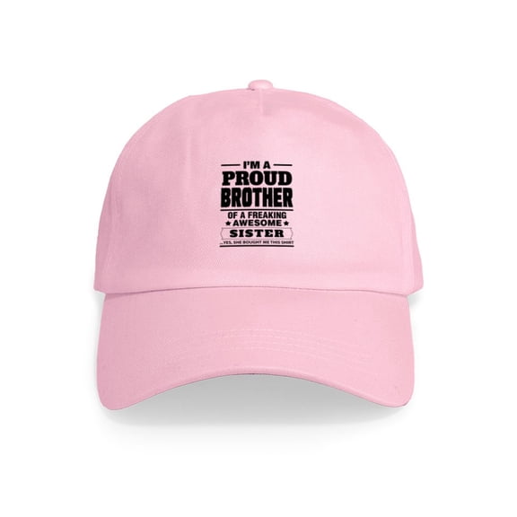 CafePress - I'm A Proud Brother Of A Freaking Awesome Sister B - Adjustable 100% Brushed Unisex Casual Cotton Baseball Cap, Beige, 1