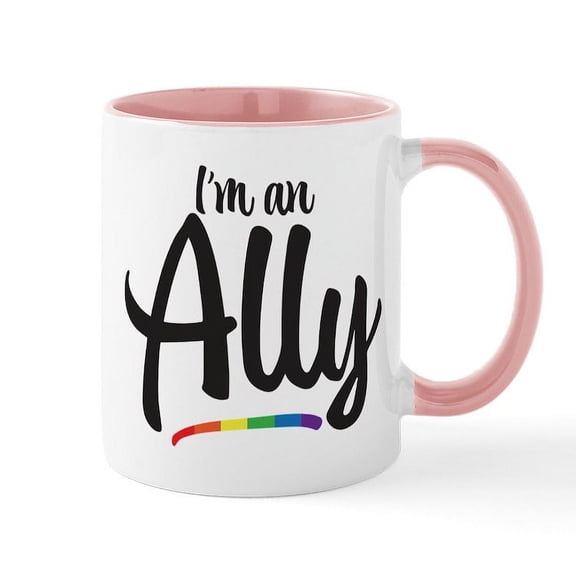 CafePress - I'm An Ally Gay Pride Mug - 11 oz Ceramic Mug - Novelty Coffee Tea Cup