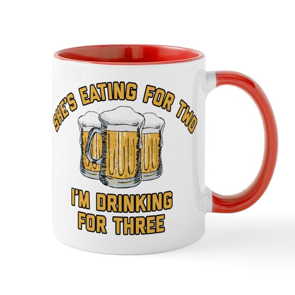 CafePress - I'm Drinking For Three - 11 oz Ceramic Mug - Novelty Coffee Tea Cup