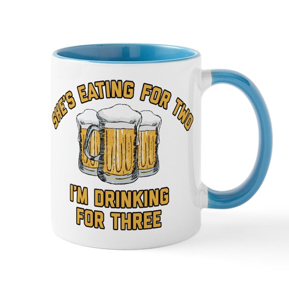 CafePress - I'm Drinking For Three - 11 oz Ceramic Mug - Novelty Coffee Tea Cup