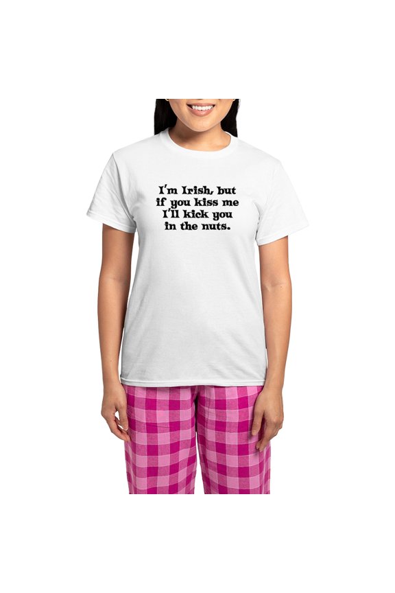 - I'm Irish, DON't Kiss Me! Women's Light Pajamas - Women's Short Sleeve Print T-Shirt and Pants Light Cotton Pajama Set