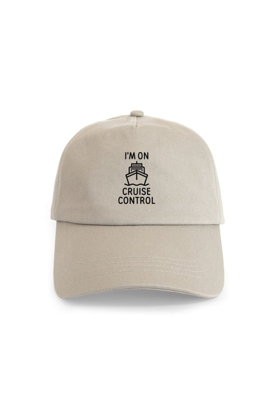- I'm On Cruise Control Cap - Adjustable 100% Brushed Unisex Casual Cotton Baseball Cap, Beige, 1