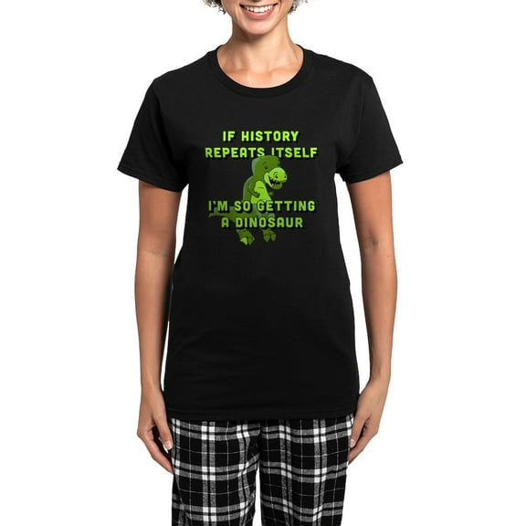 CafePress - I'm So Getting A Dinosaur Women's Dark Pajamas - Women's Short Sleeve Print T-Shirt and Pants Dark Cotton Pajama Set