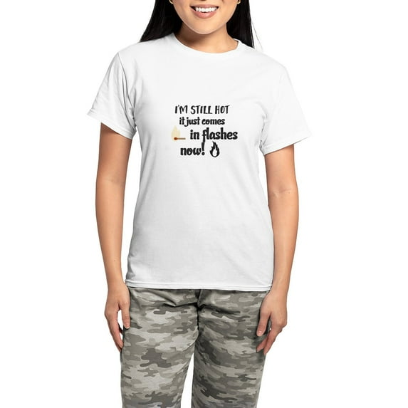 CafePress - I'm Still Hot It Just Comes In Flashes Now Pajamas - Women's Short Sleeve Print T-Shirt and Pants Light Cotton Pajama Set