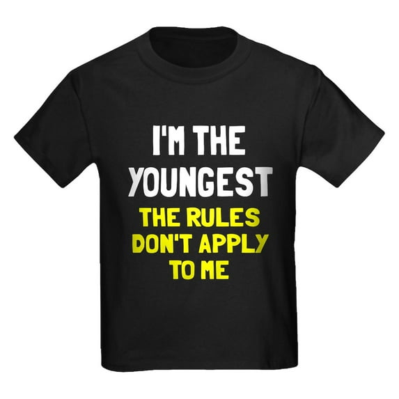 CafePress - I'm The Youngest Rules Don't App Kids Dark T Shirt - Dark T-Shirt Kids XS-XL