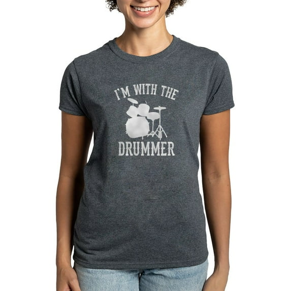 CafePress - I'm With The Drummer Women's Classic T Shirt - Women's Traditional Fit Dark T-Shirt