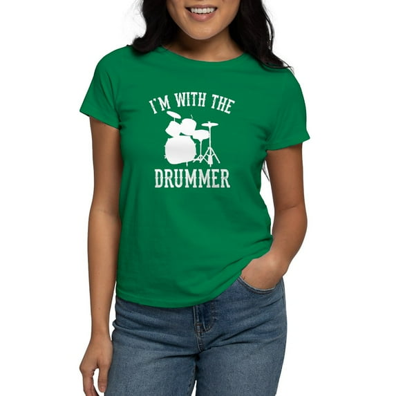 CafePress - I'm With The Drummer Women's Classic T Shirt - Women's Traditional Fit Dark T-Shirt