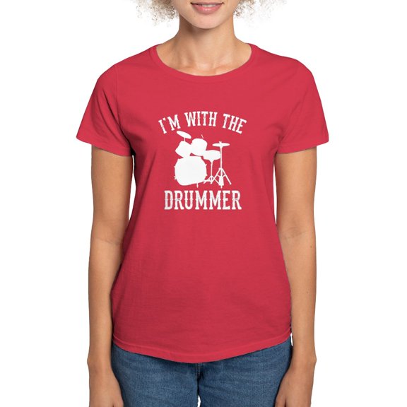 CafePress - I'm With The Drummer Women's Classic T Shirt - Women's Traditional Fit Dark T-Shirt