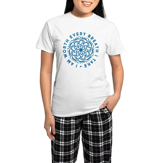 CafePress - I'm Worth Every Breath I Ta Women's Light Pajamas - Women's Short Sleeve Print T-Shirt and Pants Light Cotton Pajama Set