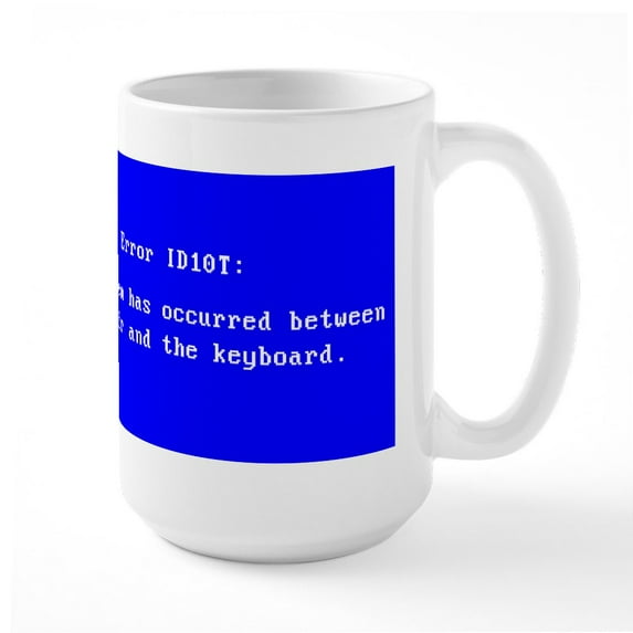 CafePress - ID10T_Blue Mugs - 15 oz Ceramic Large White Novelty Mug