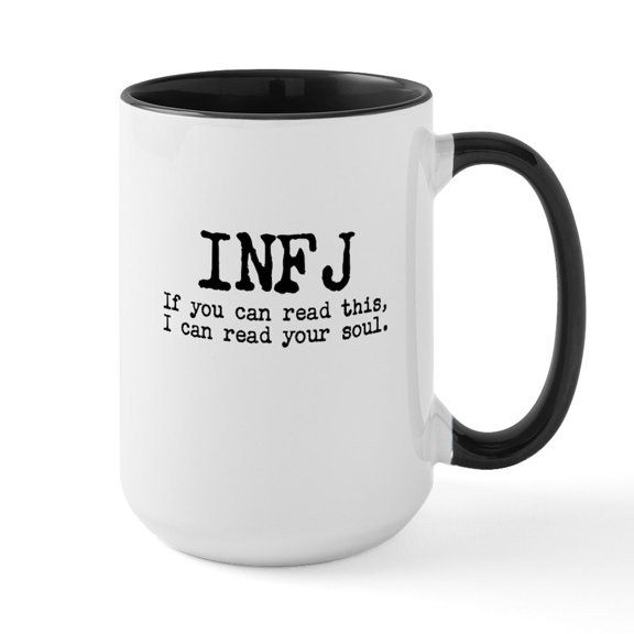 CafePress - INFJ: Read Soul Lg Mugs - 15 oz Ceramic Large White Novelty Mug