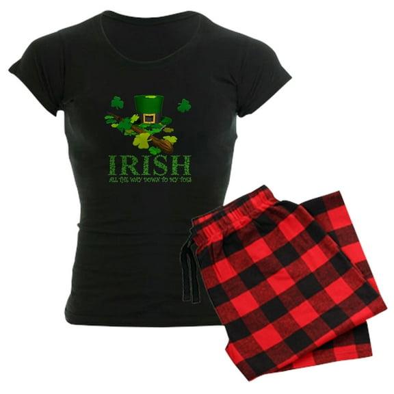 CafePress - IRISH DOWN TO MY TOES Women's Dark Pajamas - Women's Short Sleeve Print T-Shirt and Pants Dark Cotton Pajama Set
