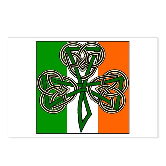 CafePress - IRISH FLAG CELTIC CROSS SHAMROCK Postcards (Packag - Postcards (Package of 8)