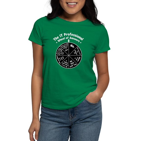 CafePress - IT Wheel Of Answers Women's Dark T Shirt - Women's Traditional Fit Dark T-Shirt