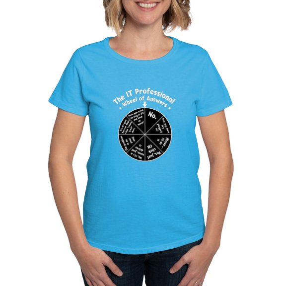 CafePress - IT Wheel Of Answers Women's Dark T Shirt - Women's Traditional Fit Dark T-Shirt