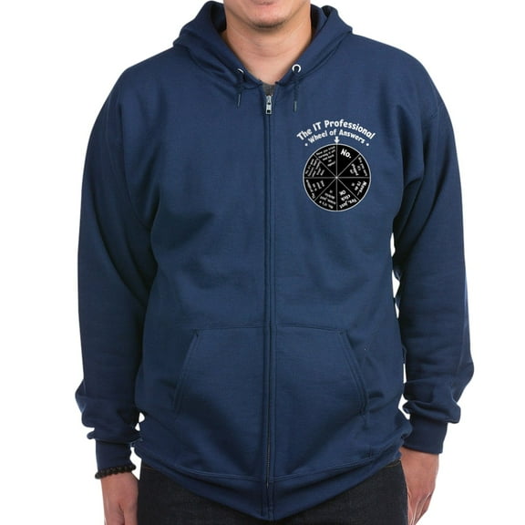 CafePress - IT Wheel Of Answers Zip Hoodie (Dark) - Zip Hoodie, Classic Hooded Sweatshirt with Metal Zipper