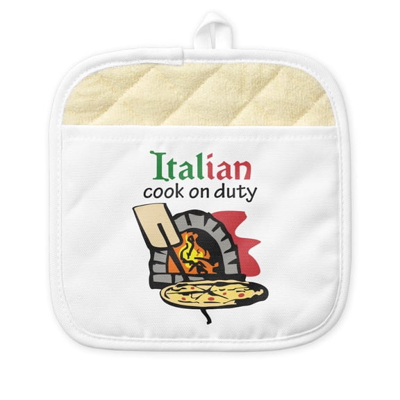 CafePress - ITALIAN COOK ON DUTY - Pot Holder with Printed Design, 9"x9"