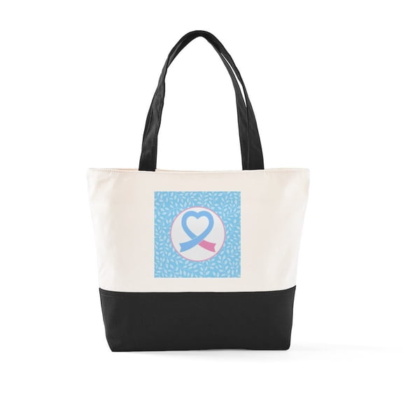 CafePress - IVF Or Infant Loss Awareness Ribbon Heart Zipper T - Two Tone, 100% Cotton, Zipper Tote Bag