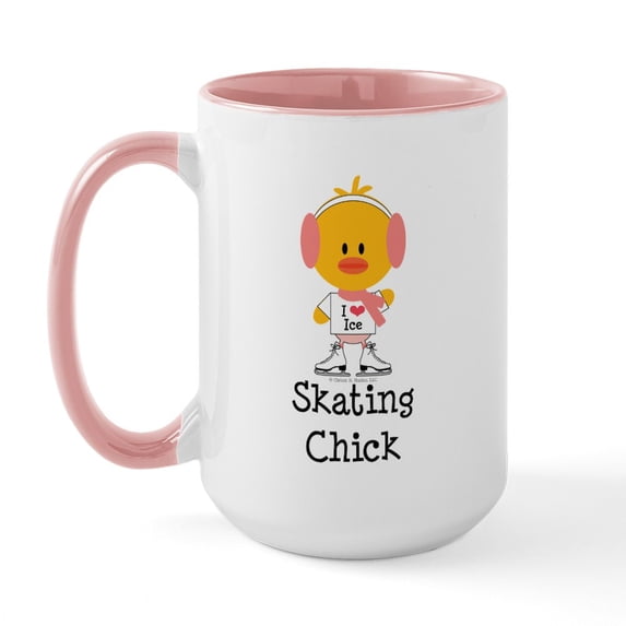 CafePress - Ice Skating Chick Large Mug - 15 oz Ceramic Large White Novelty Mug