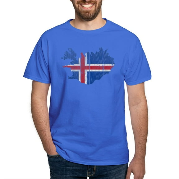 CafePress - Iceland Flag And Map Dark T Shirt - Men's Classic Graphic Cotton T-Shirt