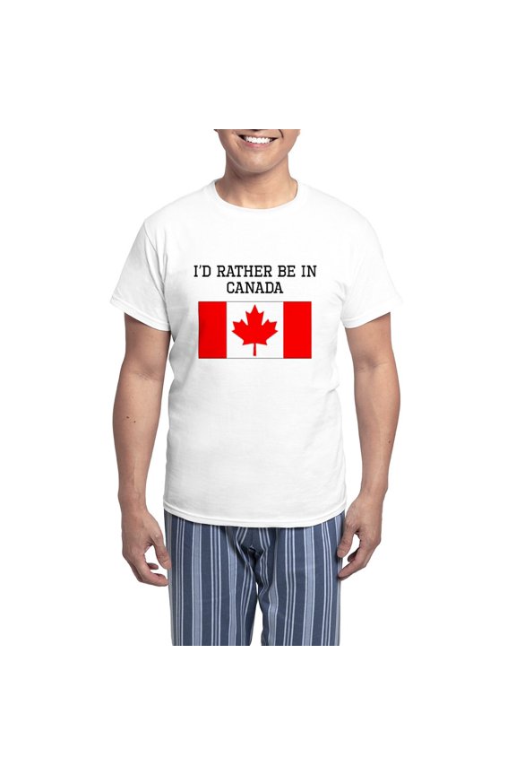 - Id Rather Be In Canada Pajamas - Men's Light Loose Fit Cotton Pajama Set