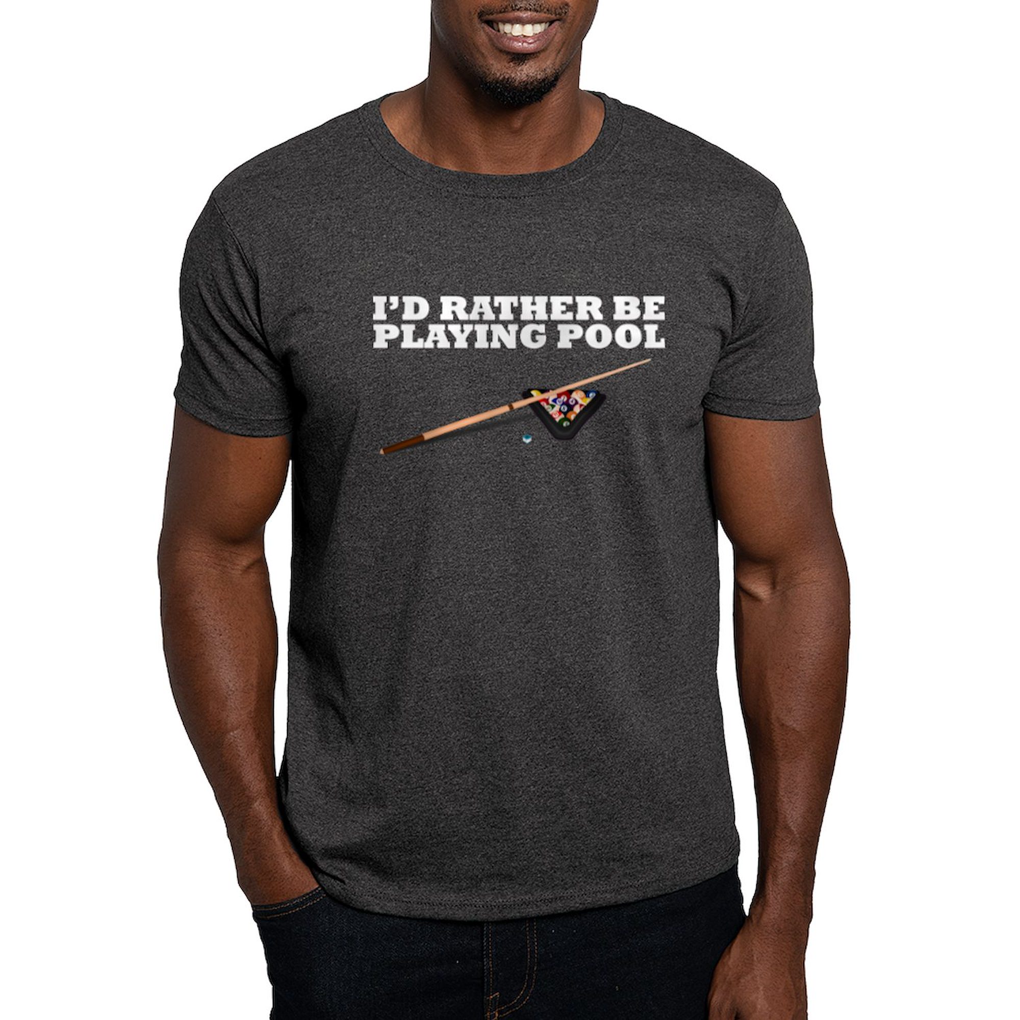 CafePress - Id Rather Be Playing Pool T Shirt - 100% Cotton T-Shirt - image 1 of 4