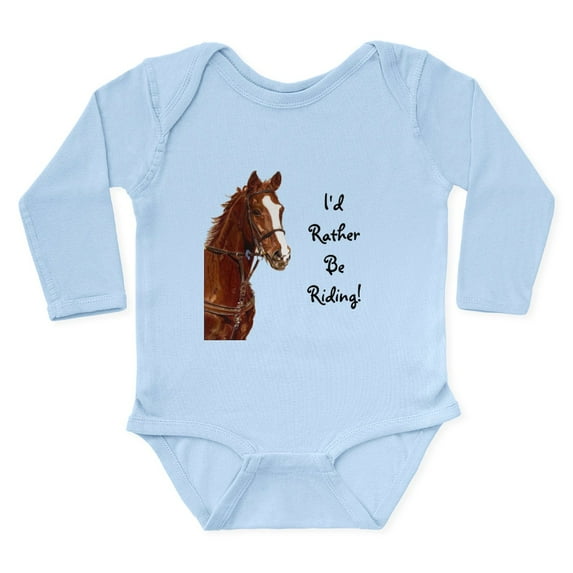CafePress - Id Rather Be Riding! Horse Long Sleeve Infant Body - Long Sleeve Cotton Baby Bodysuit