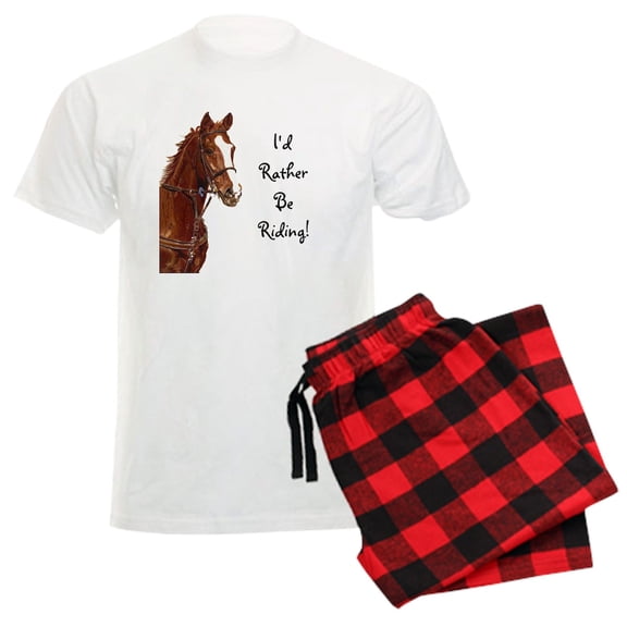 CafePress - Id Rather Be Riding! Horse Men's Light Pajamas - Men's Light Loose Fit Cotton Pajama Set