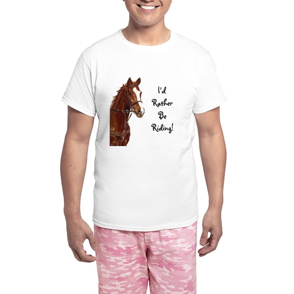 CafePress - Id Rather Be Riding! Horse Men's Light Pajamas - Men's Light Loose Fit Cotton Pajama Set