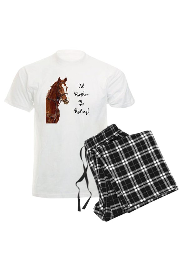 - Id Rather Be Riding! Horse Men's Light Pajamas - Men's Light Loose Fit Cotton Pajama Set